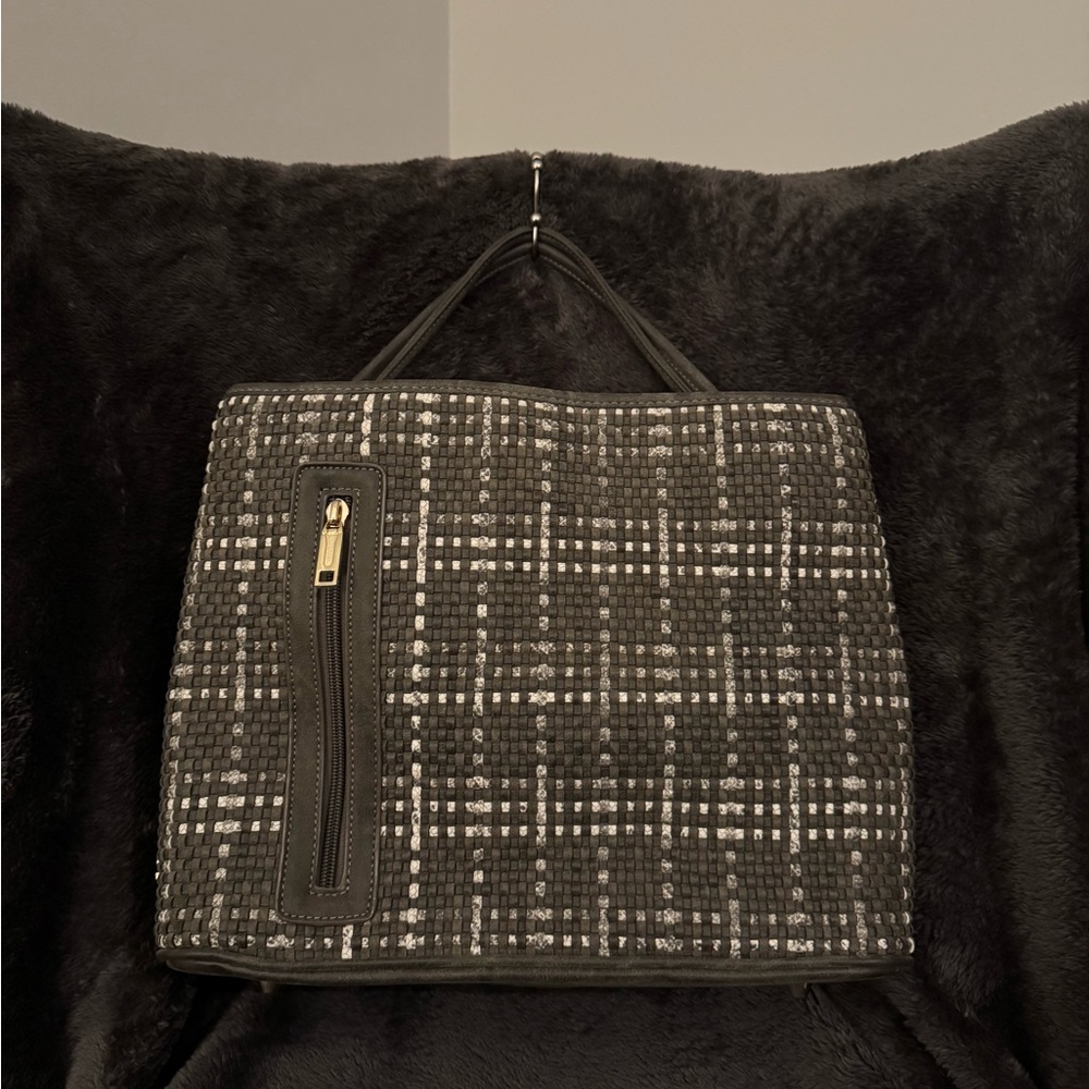 Elegant Gray and White Women's Handbag